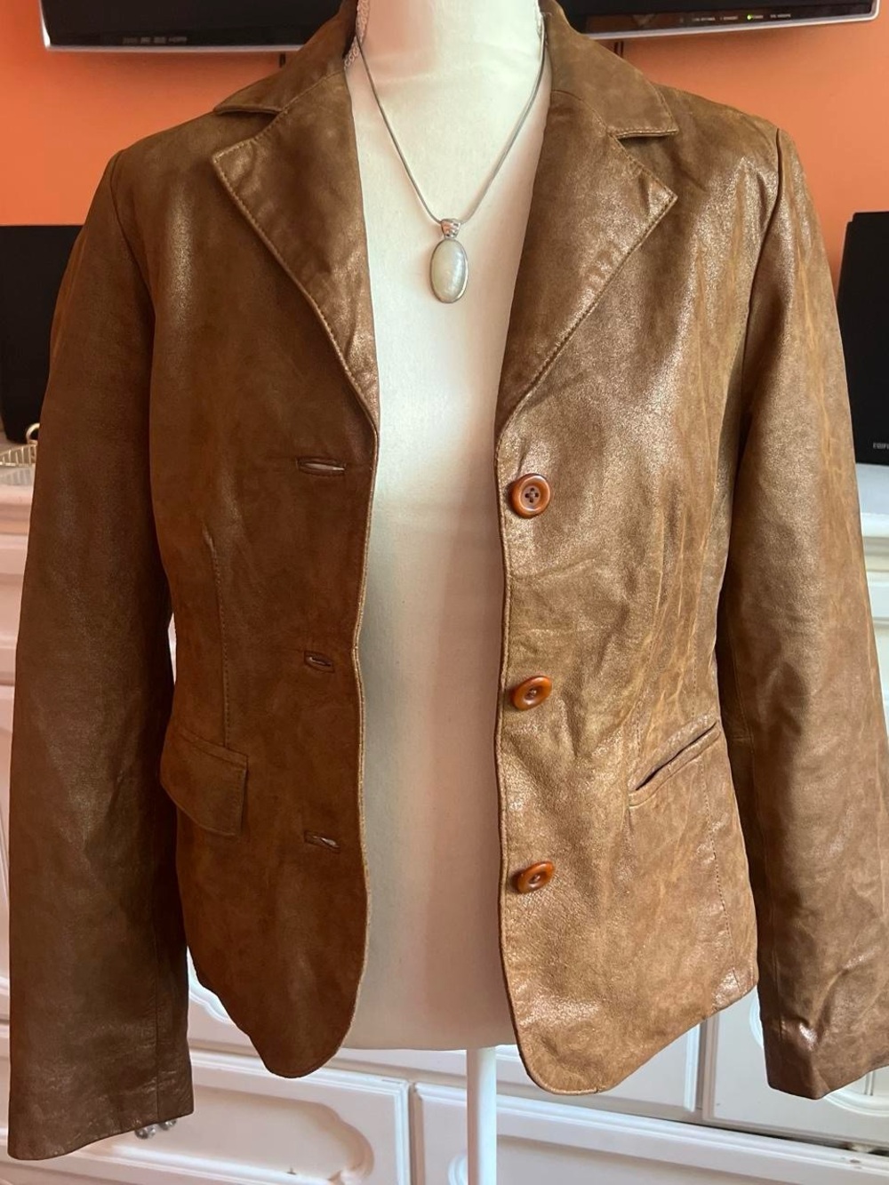 Apt. 9 Tan Brown Leather Blazer Jacket